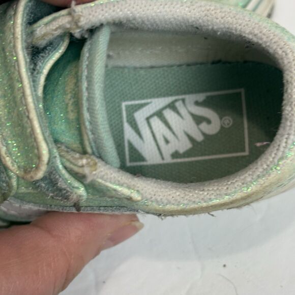 Vans Old Skool V Blue Green Glitter Skate Shoe Toddler Size 5 - Play Condition - Picture 7 of 8